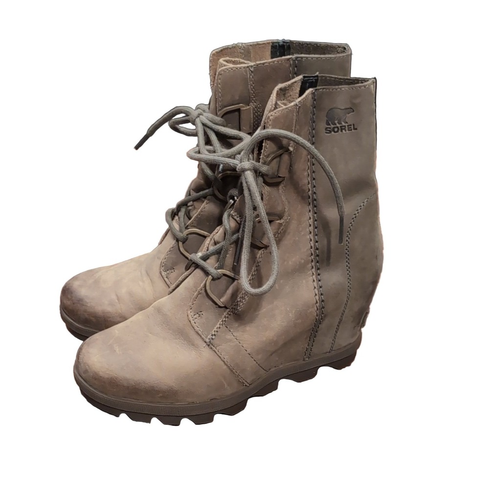 Sorel Joan of Arctic Wedge II Boots Women's Brown Leather Waterproof Size 7